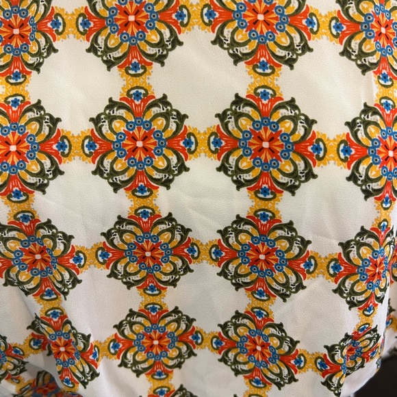 SOLD DR2 Large Beautiful Fall Color Pattern Dress, waist-Tie, Cold Shoulder NWT - Picture 1 of 13